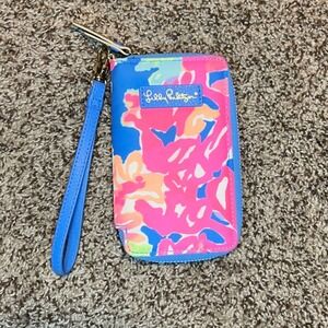 Lilly Pulitzer Zip Around Wristlet Wallet Floral Multicolor Card Holder ID Case